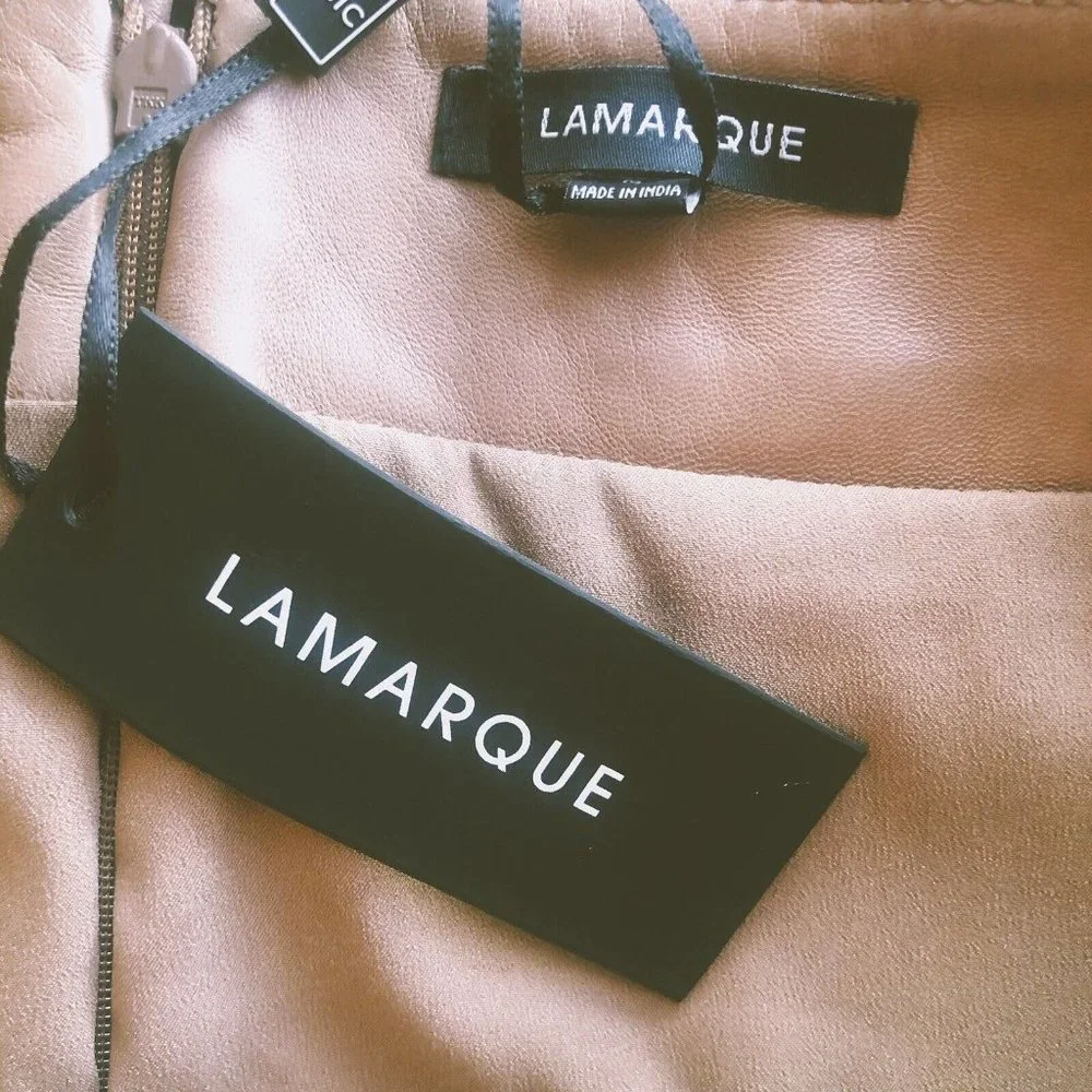 LAMARQUE Peggy Leather Mini Skirt Camel Taupe_5